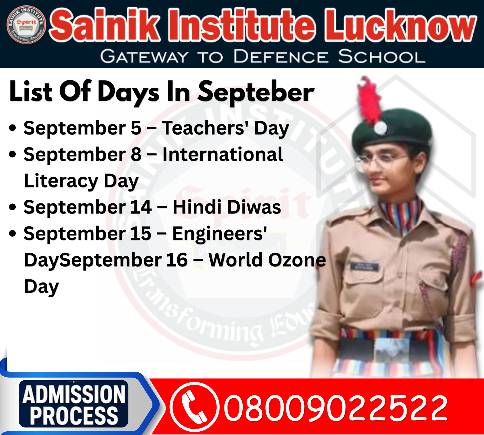 September Important Days 2026 & GK Questions for Sainik School, Military School, RMS & RIMC Aspirants